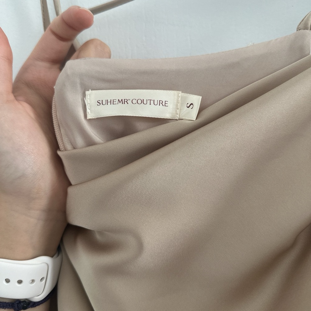 Elegant Tan Spaghetti Strap Dress - Picture 8 of 12